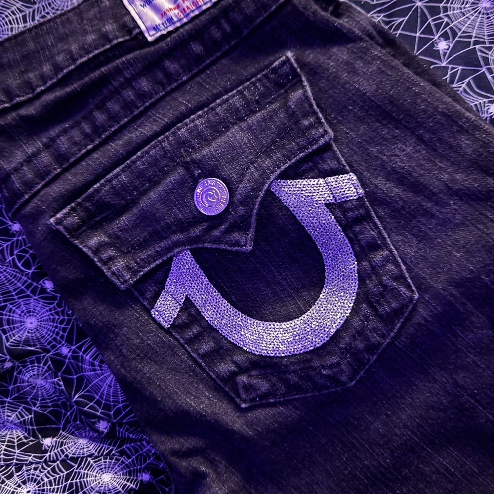 True Religion Black Denim with White Label